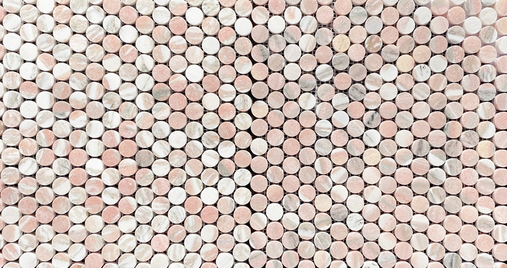 NORSK ROSA MARMOR COINS MOSAIC 32X32,5 7MM