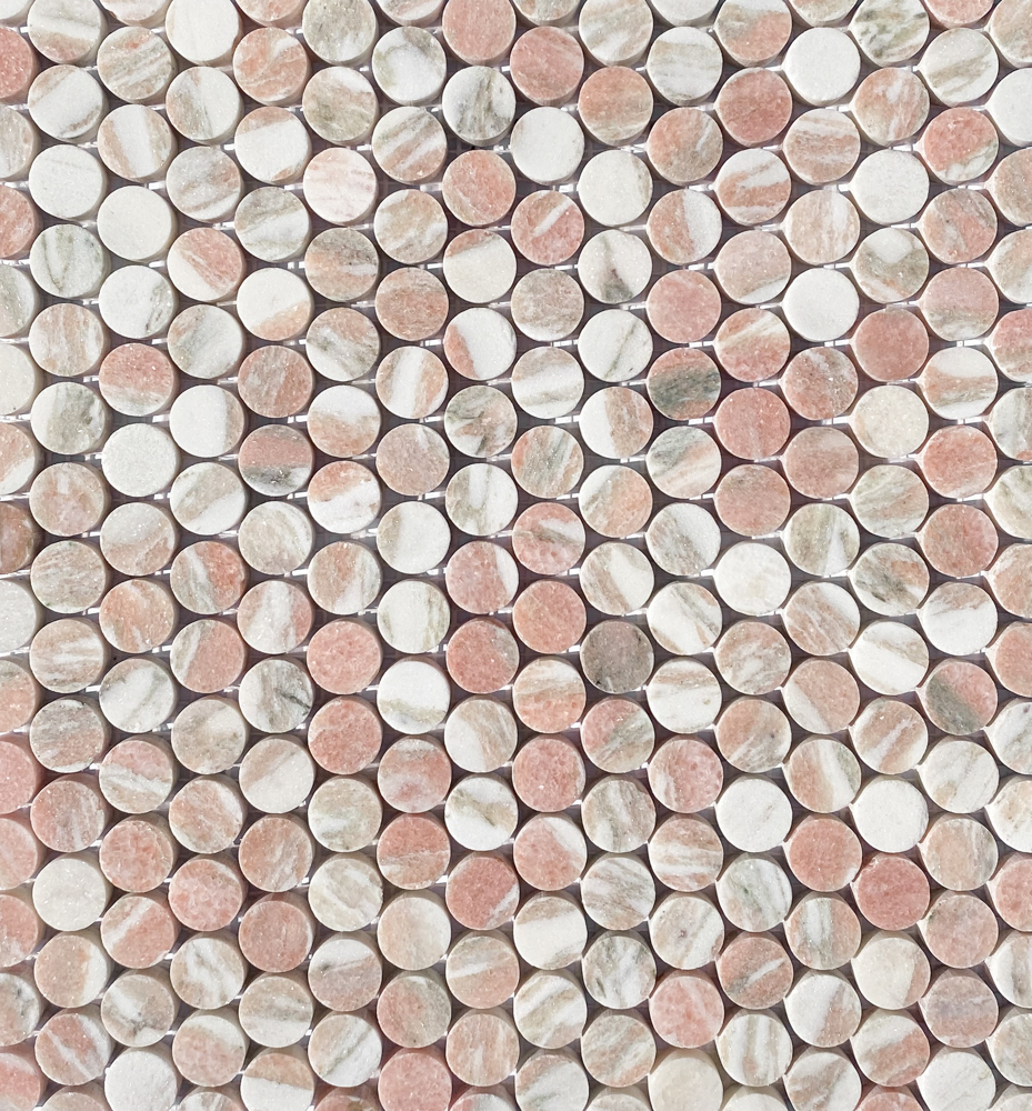 NORSK ROSA MARMOR COINS MOSAIC 32X32,5 7MM