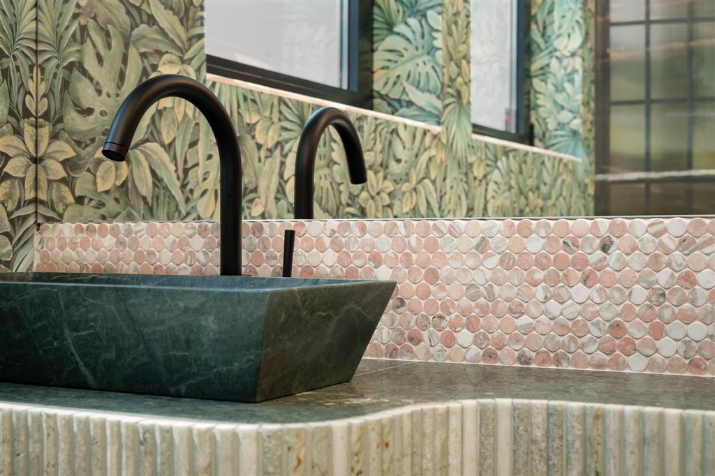 NORSK ROSA MARMOR COINS MOSAIC 32X32,5 7MM