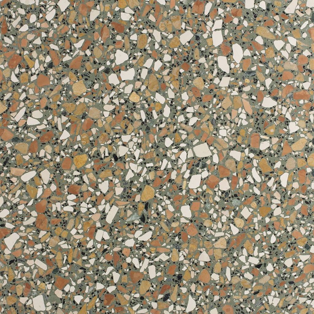 TERRAZZO SB 115 MULTICOLOR VERDE 40X40 2CM HONED R9