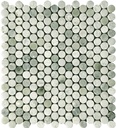 JADE GREEN MARMOR COINS MOSAIKK 30,5X30,5 7MM HONED (SILKEMATT)