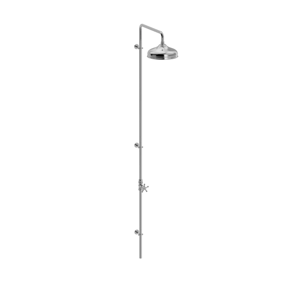[TC30.531MT888] Christiansborg utendørsdusj (EPDM) med hageslange-tilkobling og Ø 220 mm dusjhode (Bronsert messing)
