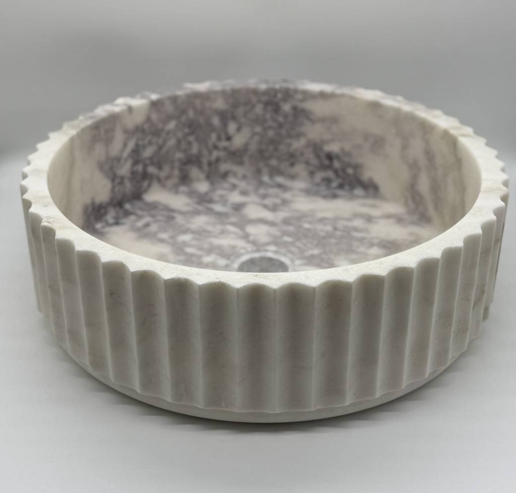 [CENVCV40] CALACATTA VIOLA MARMOR SERVANT Ø40 CM RUND MED RILLET YTTERKANT