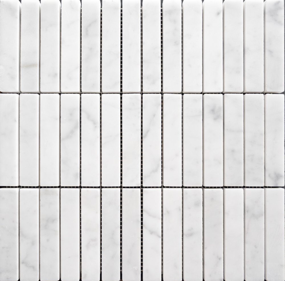 [CEN155] CARRARA PINSTRIPE MOSAIC 30,5X30,3 8MM HONED (SILKEMATT) MARMOR