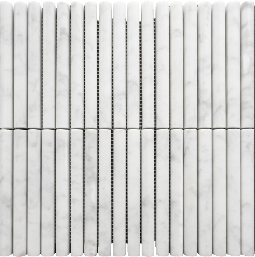 [CEN157] CARRARA BAMBOO MOSAIC 30,5X30,5 15MM HONED (SILKEMATT)