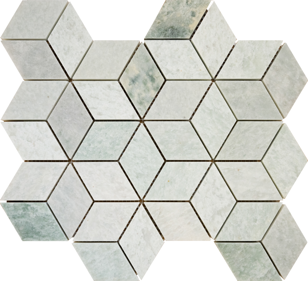 [ULA163] JADE GREEN DIAMOND MOSAIC 28,5x30,5 7MM HONED (SILKEMATT)