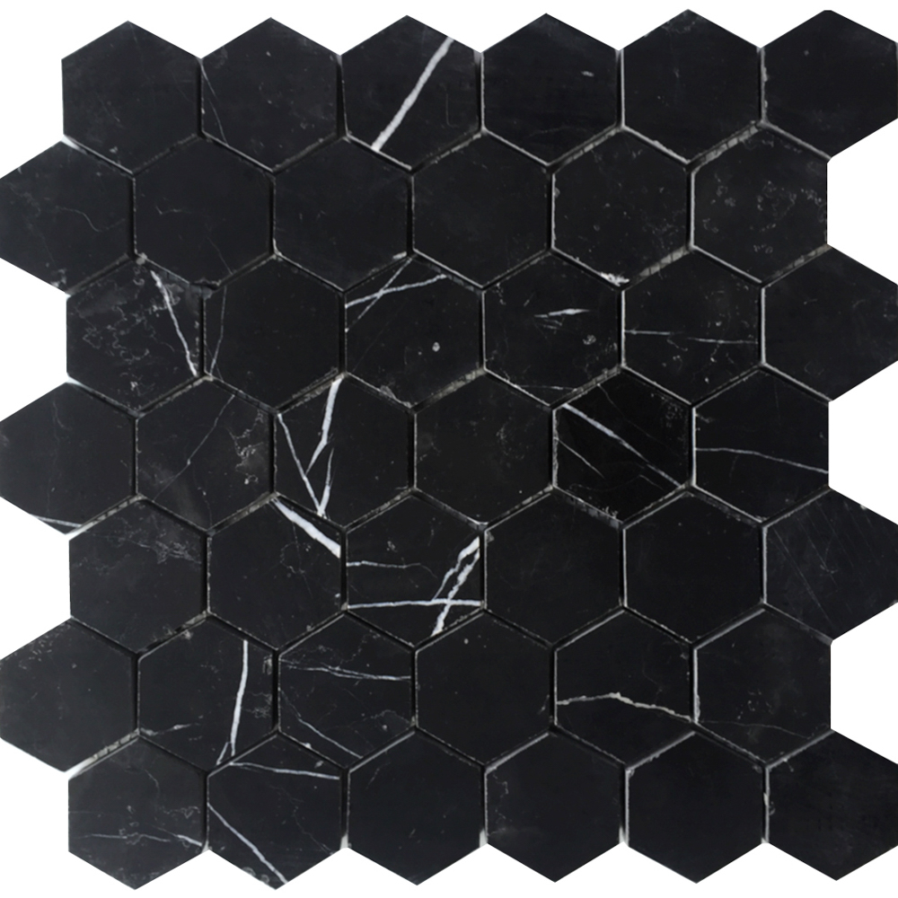 [ULA172] NERO MARMOR HEXAGON 30X30 10MM POLERT