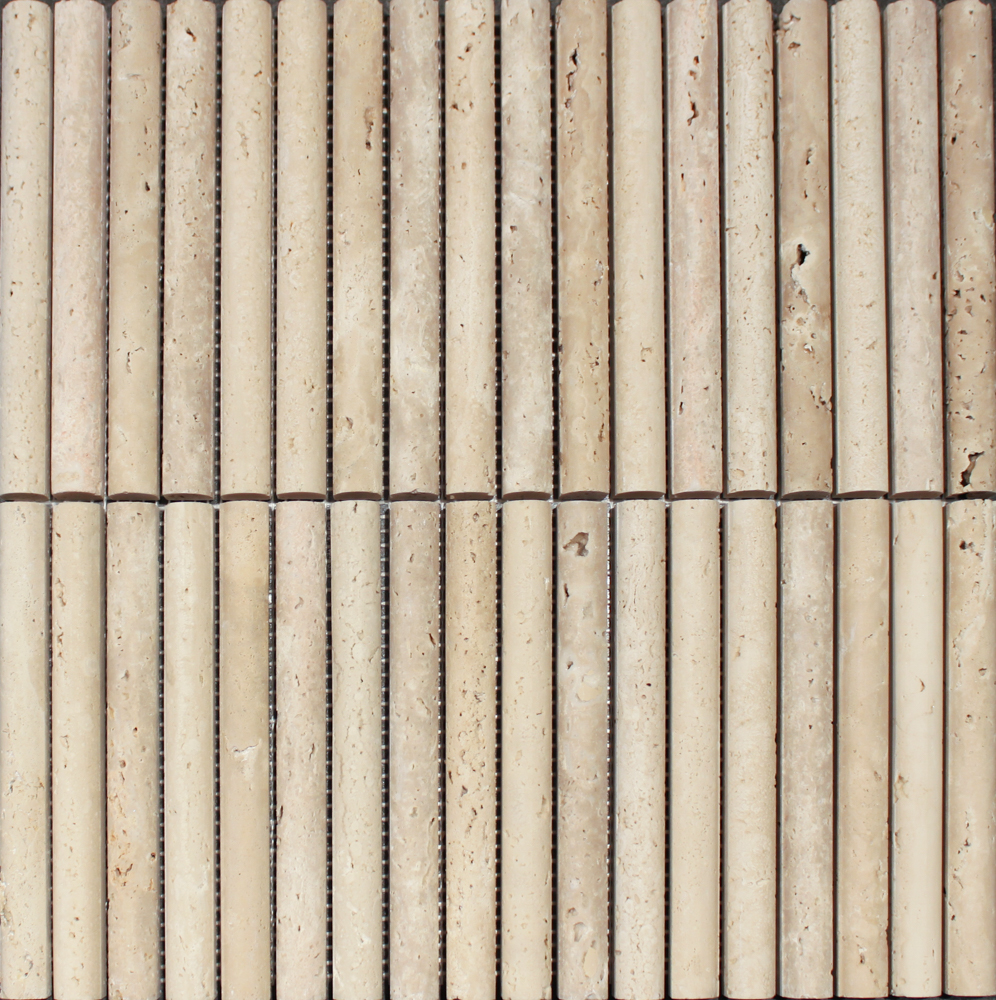 [CEN187] TRAVERTIN BEIGE MARMOR BAMBOO MOSAIC 30,5x30,5 15MM HONED (SILKEMATT)