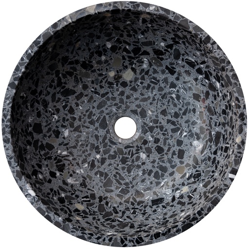 [ULA204] Terrazzoservant sort rund Ø42 cm