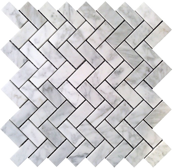 Carrara Herringbone Silkematt Mosaic 2,5x4,8x1 cm