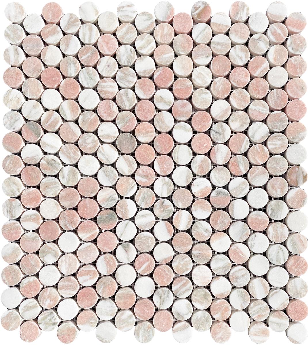 Norsk Rosa Marmor Coins Mosaic 32,5x32x0,7 cm
