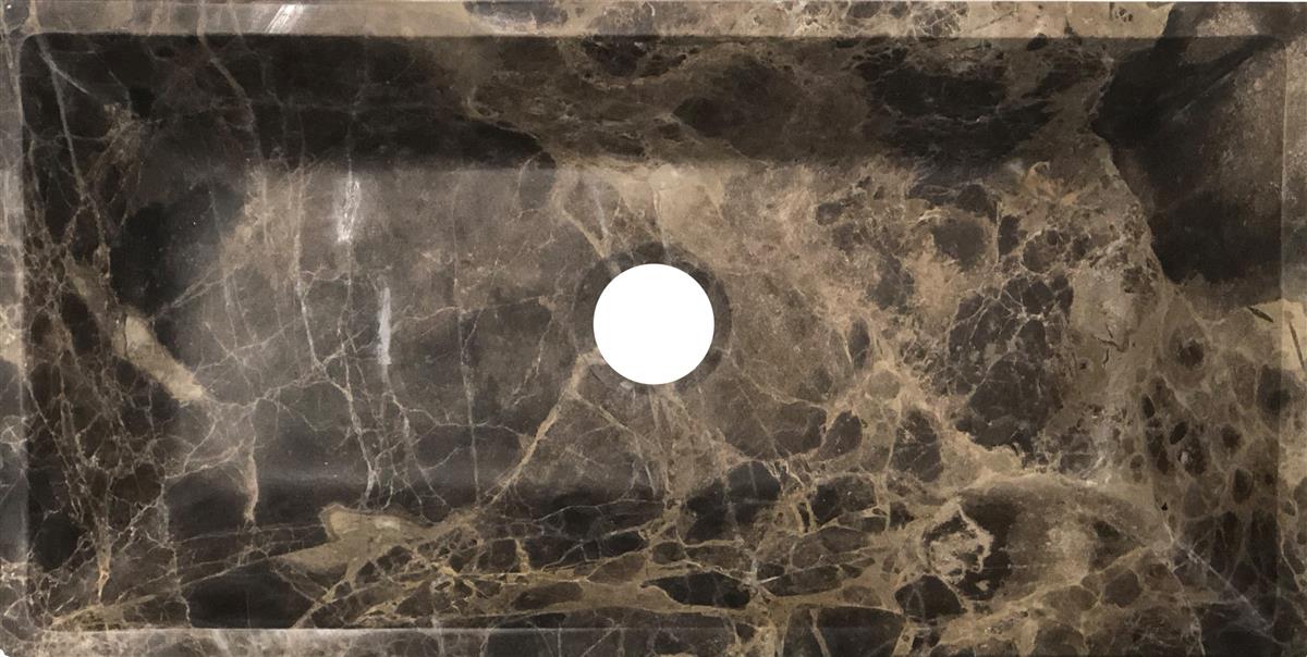 Brun rektangulær marmorservant 50x25x10 cm 
