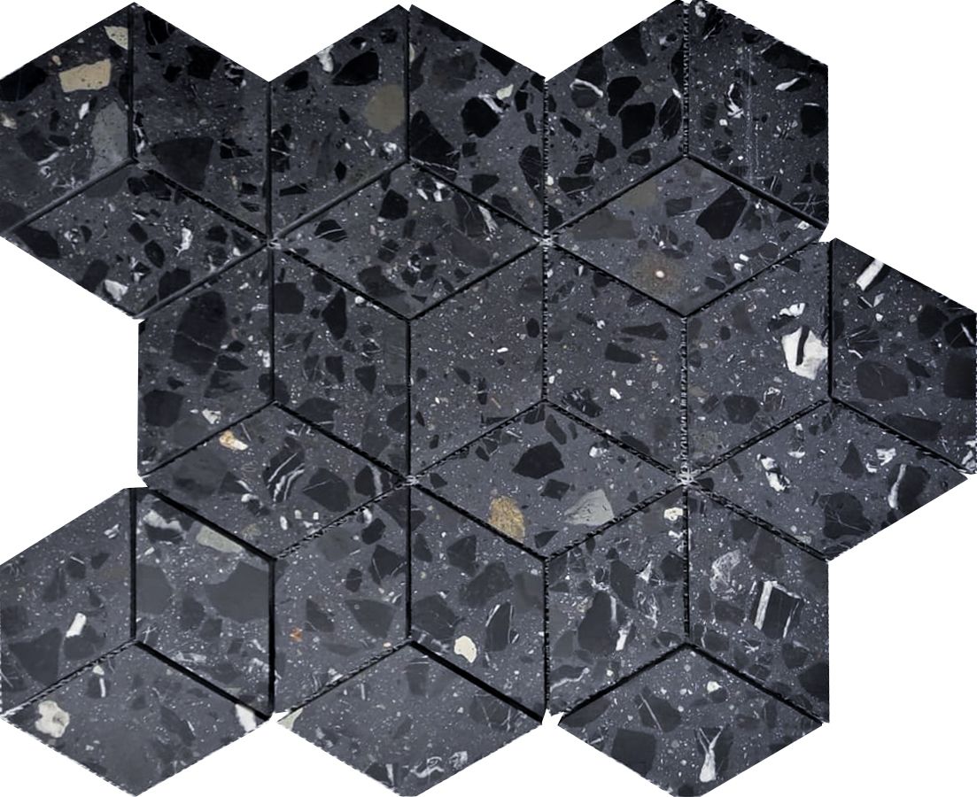 Terrazzo Nero Diamond Mosaic 30,5x28,5x1 cm