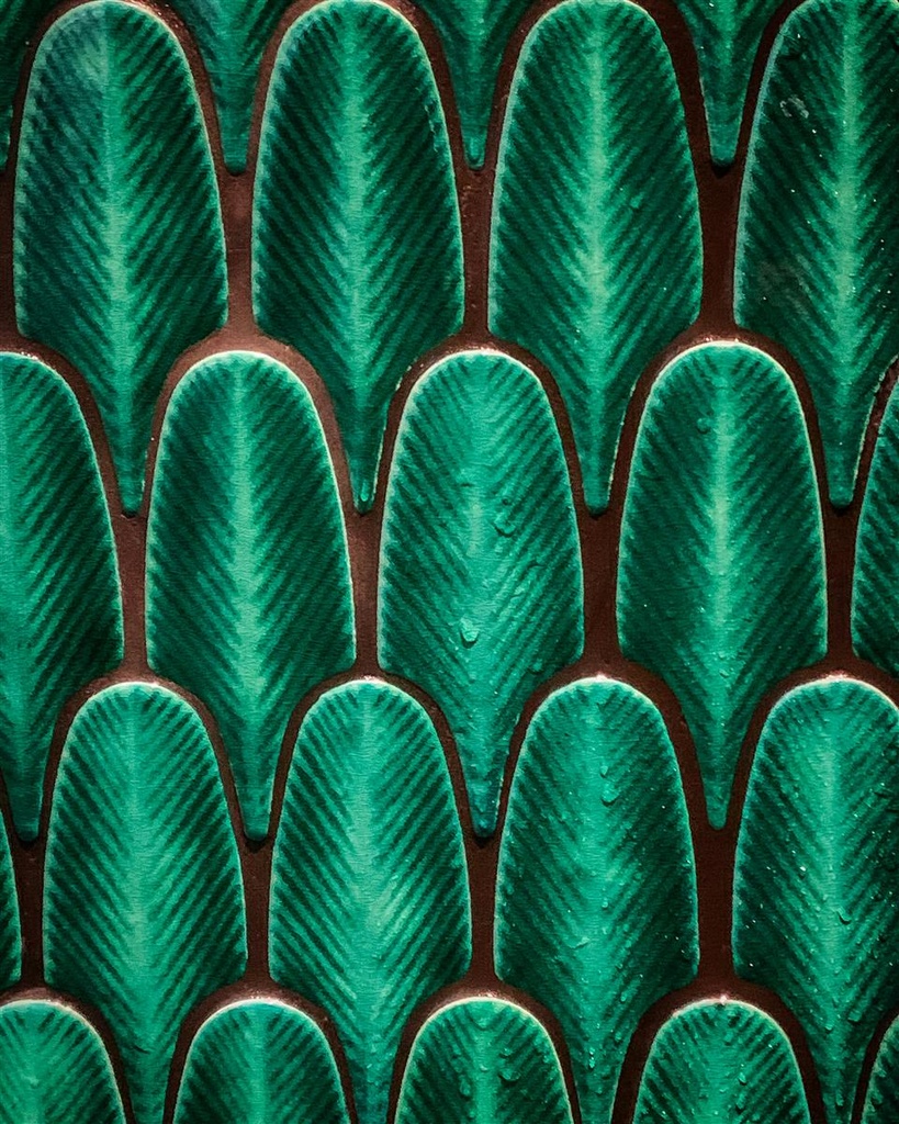 GLAZED FEATHER GREEN 34x29 MOSAIKK
