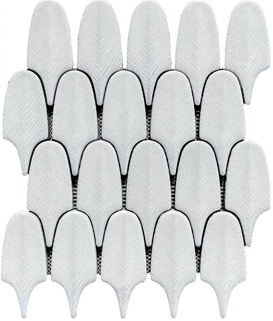 GLAZED FEATHER WHITE 34x29 MOSAIKK