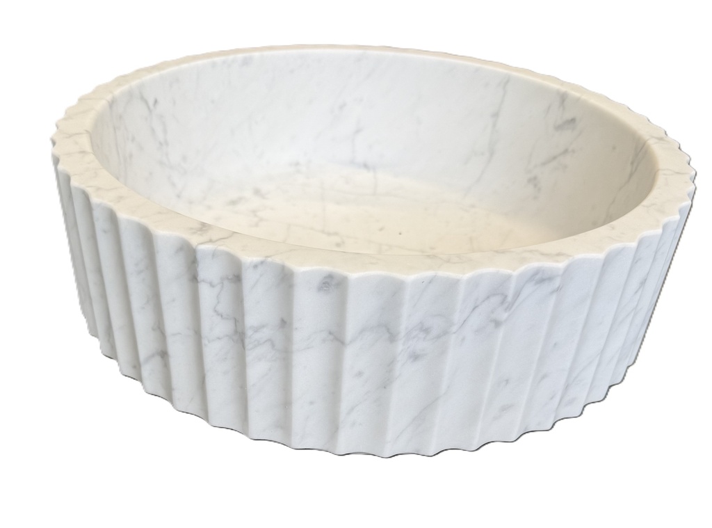 CARRARA MARMOR SERVANT Ø40 CM RUND MED RILLET YTTERKANT