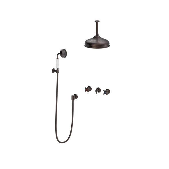 Krydsgreb indbygningsbatteri med loft hovedbruser & håndbrusesæt