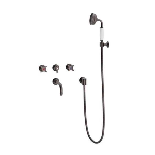 Krydsgreb indbygningsbatteri med kartud og håndbrusersæt