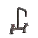 Krydsgreb 2-huls køkkenbatteri 45gr med svingtud U200mm