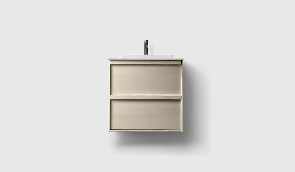 H2/60 - LIGHT ASH WOOD MØBELPAKKE INKL. PLATE NORRVANGE LIGHT GREY & SERVANT I HVIT SOLID SURFACE