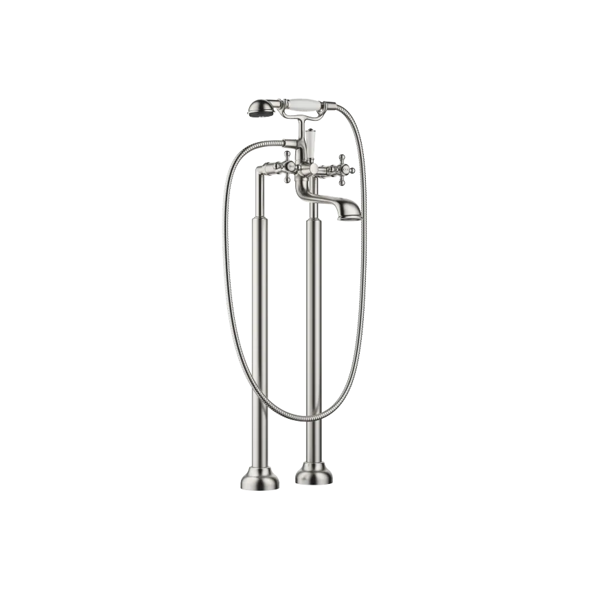 [DB25943360-06] MADISON TOHULLS BLANDEBATTERI FOR BADEKAR, BADEKAR FRITTSTÅENDE MONTERING MED HÅNDDUSJSETT. BØRSTET PLATINA