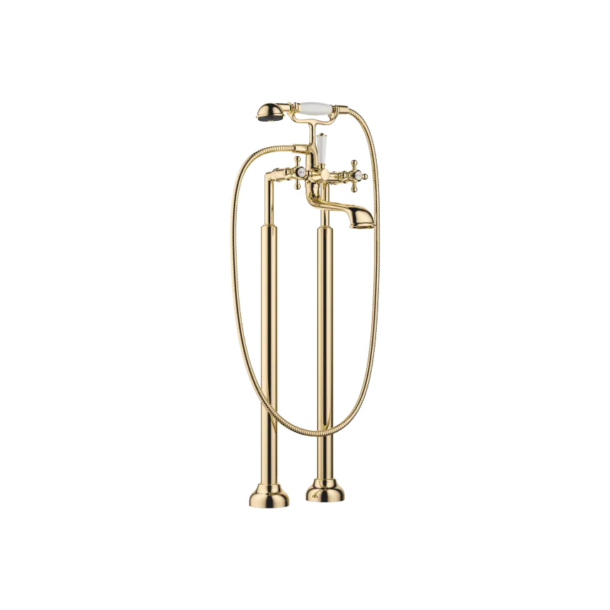 [DB25943360-09] MADISON TOHULLS BLANDEBATTERI FOR BADEKAR, BADEKAR FRITTSTÅENDE MONTERING MED HÅNDDUSJSETT. MESSING (23 KT GULL)