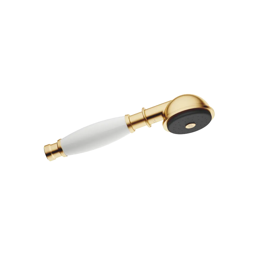 [DB28002970-280010] MADISON METALL HÅNDDUSJ MED PORSELENINNSATS (HVIT) FLOWREDUCE. BØRSTET MESSING (23 KT GULL)