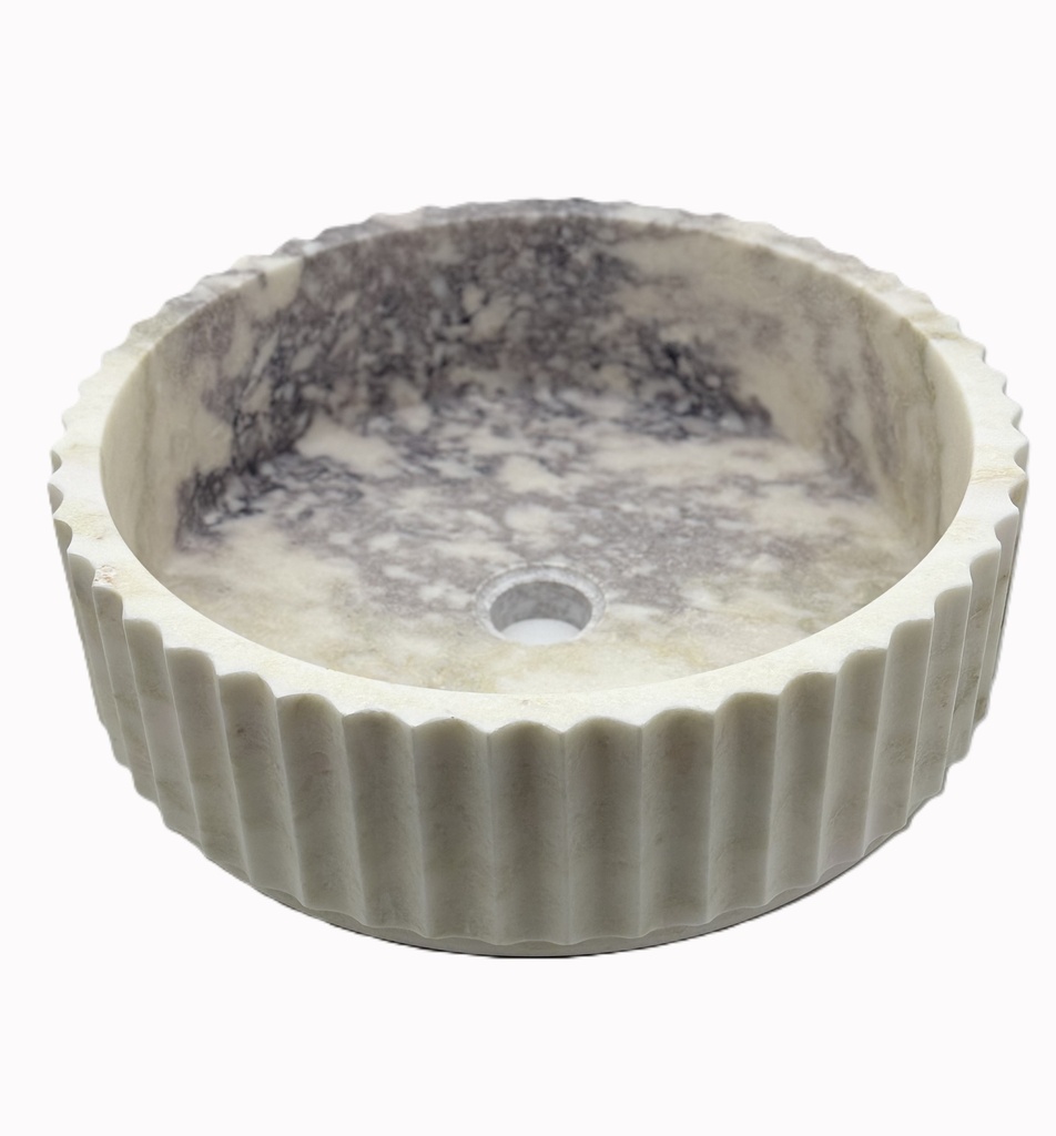 Calacatta Viola Marmorservant Ø40 cm rund med rillet ytterkant