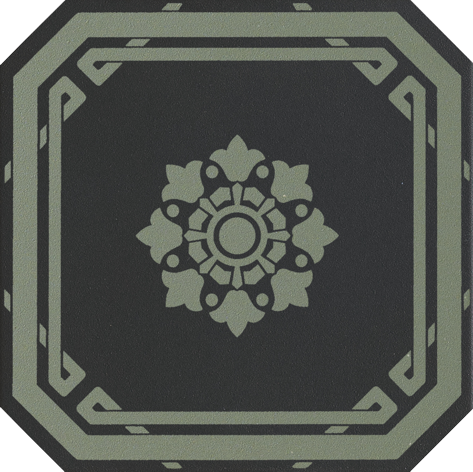[GROEODB4] OLD ENGLAND BATH 20X20 OTTAGONO DECORO BLACK