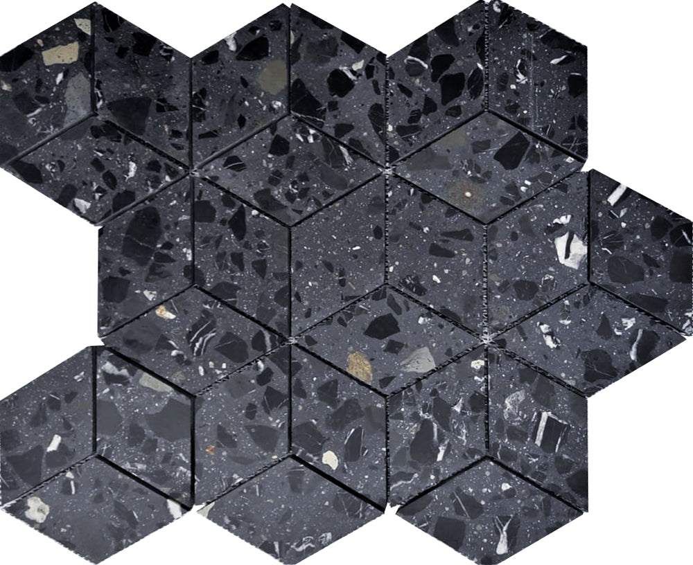 [ULA134] Nero Diamond 30,5x26,5 cm Terrazzo mosaikk