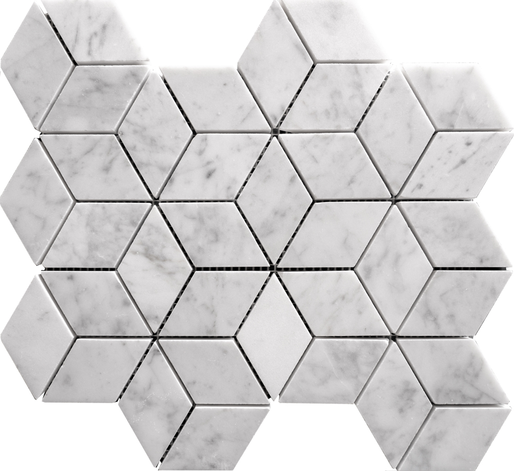 [ULA153] Carrara marmor Diamond mosaikk 28,5x30,5 cm Silkematt