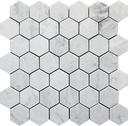 CARRARA MARMOR HEXAGON MOSAIKK 30X30 7MM HONED (48x48MM) 