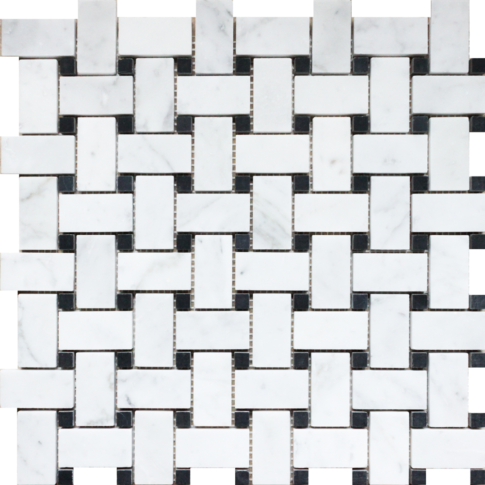 Carrara Basket Weave 30,6x30,6 Silkematt Marmormosaikk