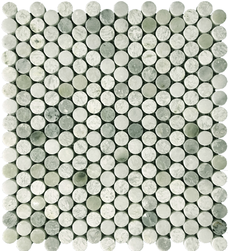 JADE GREEN MARMOR COINS MOSAIKK 30,5X30,5 7MM HONED (SILKEMATT)