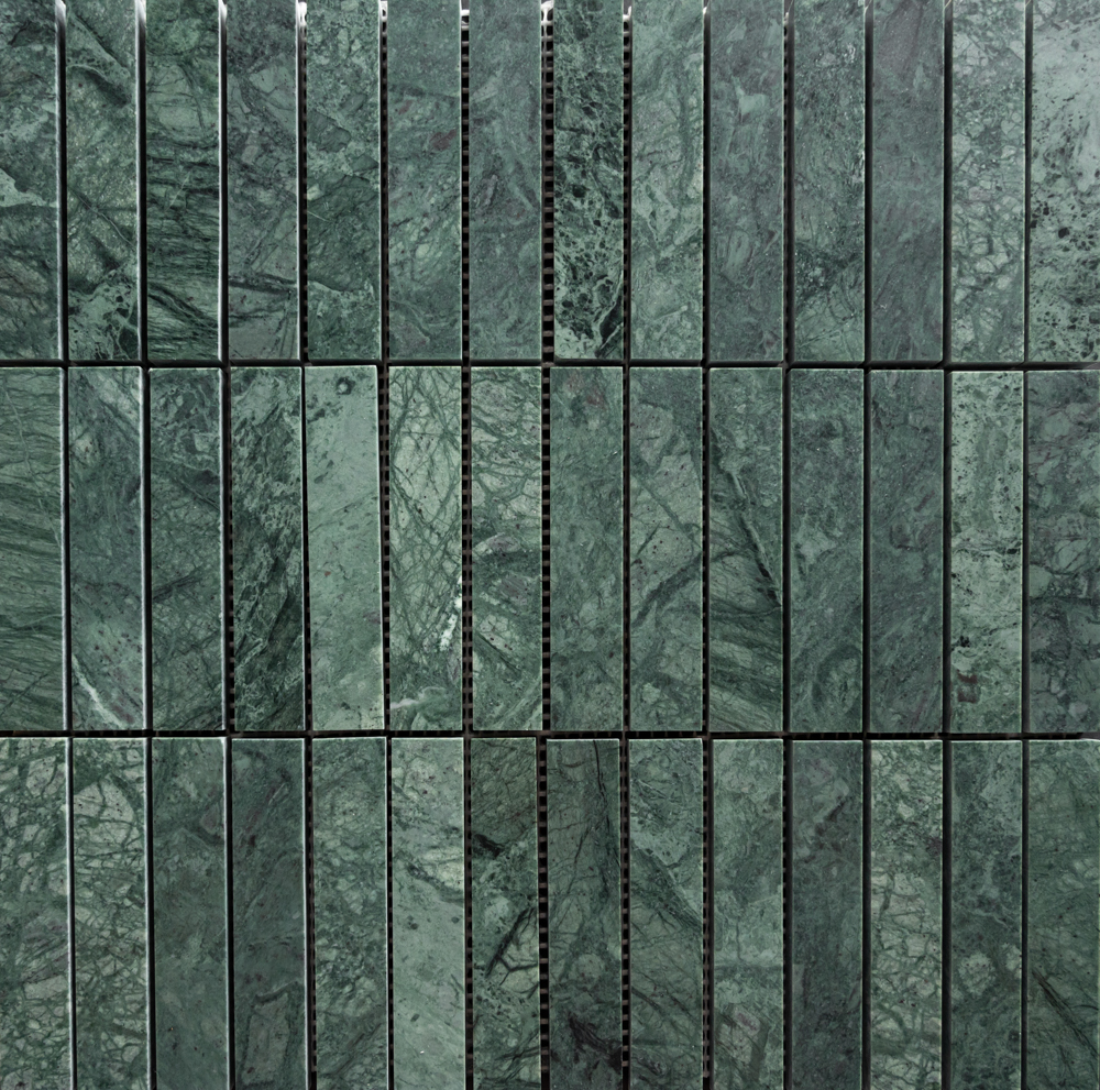 [ULA180] INDIAN GREEN PINSTRIPE MARMORMOSAIKK 30,5X30,3 SILKEMATT