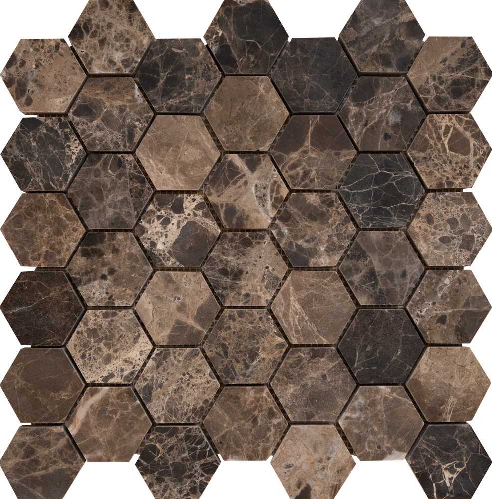[ULA181] BRUN MARMOR HEXAGON 30X30 CM SILKEMATT