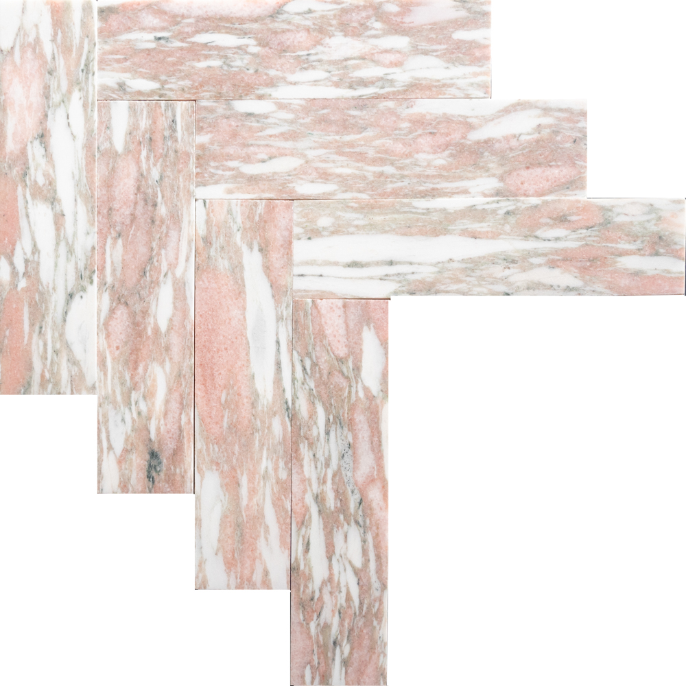 [CEN253] Norsk Rosa Fauske marmorflis 7,5x30 cm Silkematt