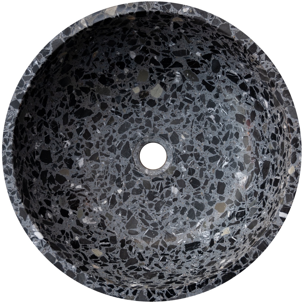 Terrazzoservant sort rund Ø42 cm