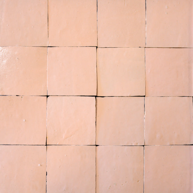 Zellige Soft Pink 10x10 cm håndlagd terracottaflis