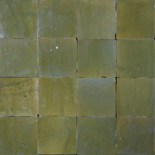 Zellige Olive Drab Vert Gris 10x10 cm håndlagd terracottaflis