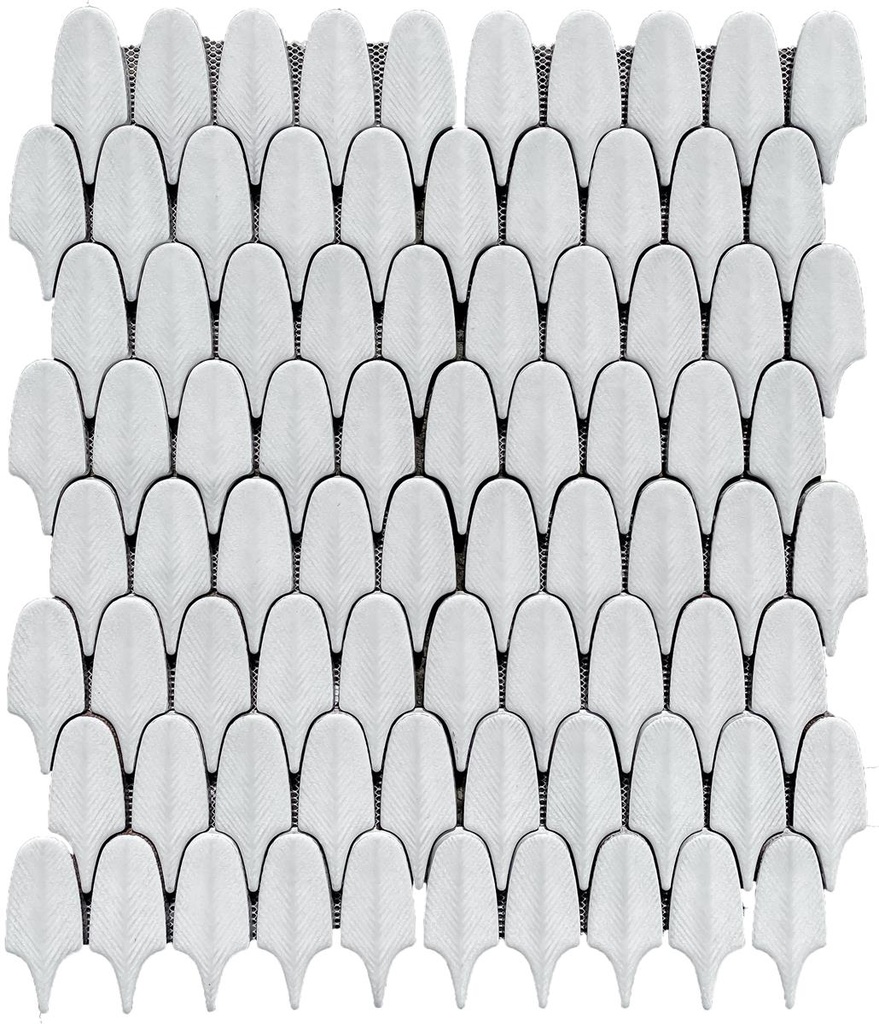 Glazed Feather White mosaikk 34x29 cm