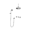 Christiansborg innbyggingsarmatur med takmontert hodedusj og hånddusjsett