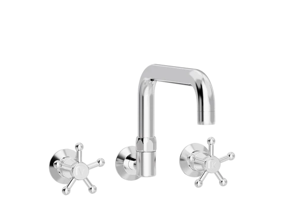 [TC49.061-L200.888] Christiansborg kjøkkenkran for innbygging med L200 mm svingtut (Bronsert messing)