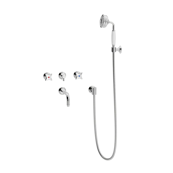 [TC49.053MT888] Kryssgrep innbyggingsarmatur med badekartut og hånddusjsett (Bronsert messing)