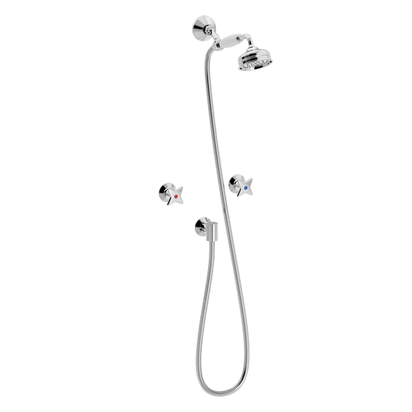 [TC49.043MT888] Kryssgrep innbyggingsarmatur med hånddusjsett (Bronsert messing)