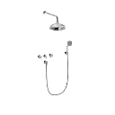 Kryssgrep innbyggingsarmatur med hode- og hånddusjsett