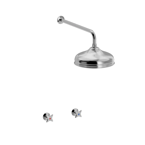 [TC49.023-220.888] Kryssgrep dusjarmatur for innbygging med 220 mm dusjhode (Bronsert messing)