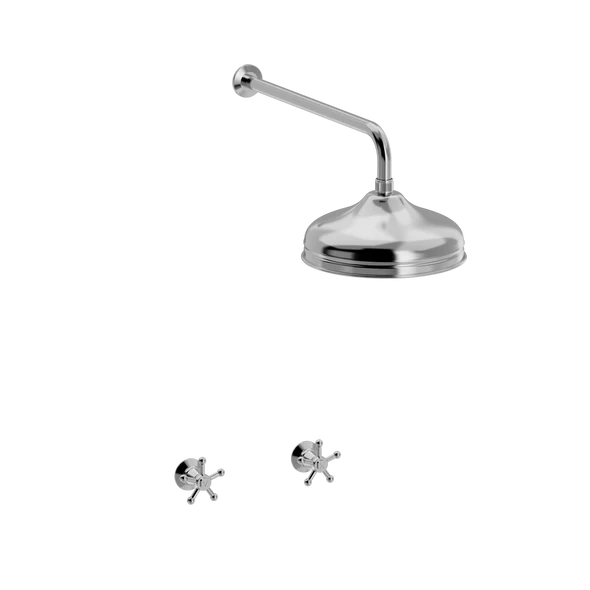 [TC49.021-220.888] Christiansborg dusjarmatur for innbygging med 220 mm dusjhode (Bronsert messing)