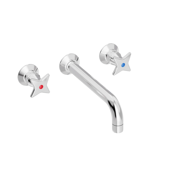[TC49.013.888] Kryssgrep servantarmatur for innbygging med 200 mm fast tut (Bronsert messing)