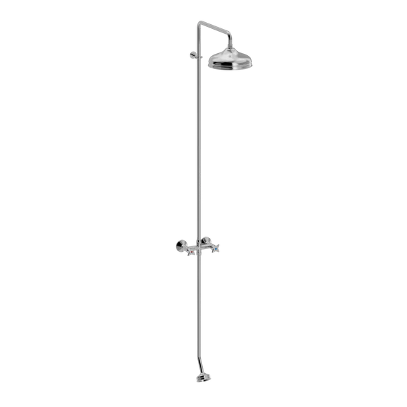 [TC30.433MT888] Kryssgrep utendørsdusj med hodedusj og fotspyler (EPDM) (Bronsert messing)